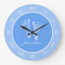 Empreintes Bleues De Pépinière Avec Nom Du Garçon 