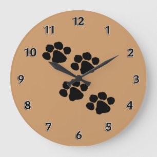 Grande Horloge Ronde Empreintes de pattes animaux