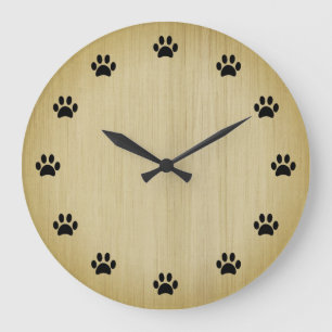 Grande Horloge Ronde Empreintes de pattes noirs en chiffres Arrière - p