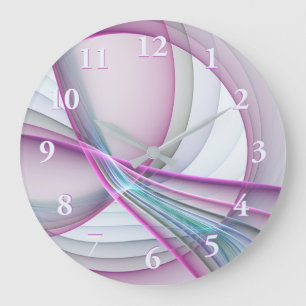Grande Horloge Ronde En Mouvement, Art Fractal Abstrait Moderne Coloré