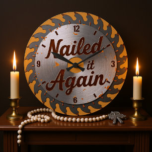 Grande Horloge Ronde Encore Réussi Lame de Scie Rouillée 