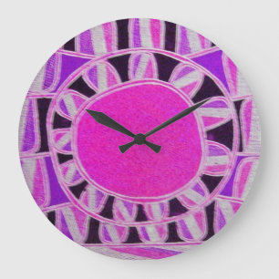 Grande Horloge Ronde ÉNERGIE SOLAIRE SOLAIRE Pink violet Fuchsia Blanc 