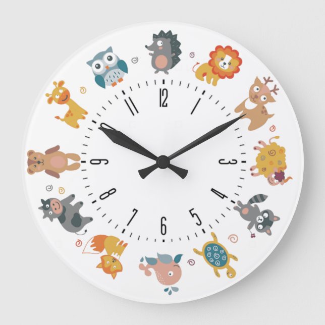 Grande Horloge Ronde Enfants animaux (Recto)