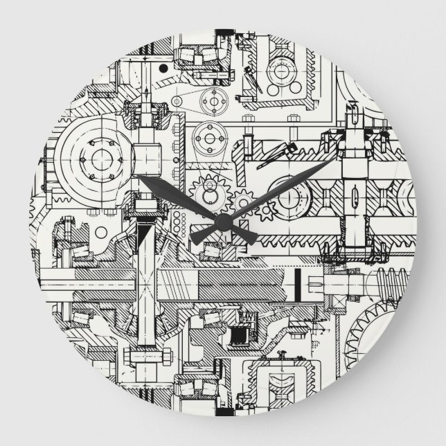 Grande Horloge Ronde Engins de ver : Machines Techniques Simples. (Recto)