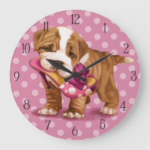 Grande Horloge Ronde English bulldog and shoe