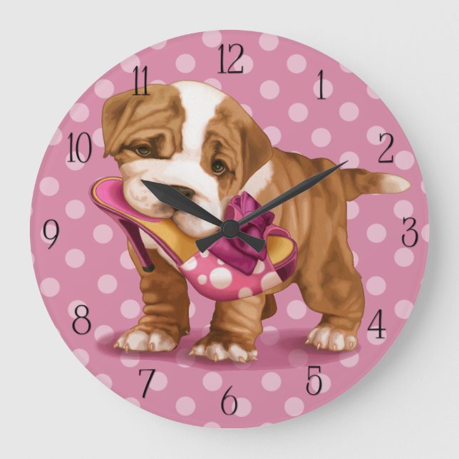 Grande Horloge Ronde English bulldog and shoe (Recto)