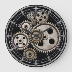 Grande Horloge Ronde engrenages steampunk moteur machine vintage horlog