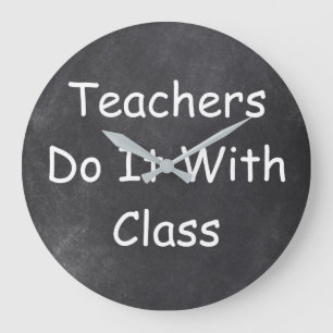 Grande Horloge Ronde Enseignants Classe Enseignant Chalkboard Design Id