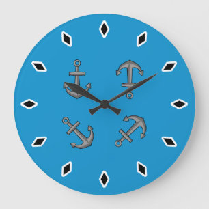 Grande Horloge Ronde Ensemble d'ancre de bateau dessin animé