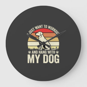 Grande Horloge Ronde Entraînement avec mon chien Coucher de soleil rétr