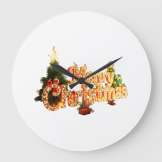 Grande Horloge Ronde Éperche de Noël d'or - Arbre de fête