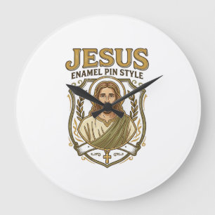 Grande Horloge Ronde Épinglette en émail Jésus Style Épinglette en émai