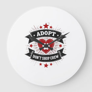 Grande Horloge Ronde Équipe Adopte Pas de Magasin Sauvetage Animal Vint
