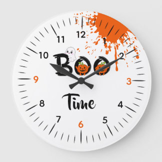 Grande Horloge Ronde Équipe Boo drôle Halloween