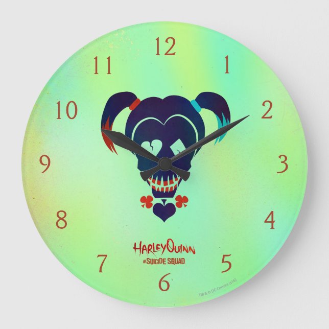 Grande Horloge Ronde Équipe de suicide | Harley Quinn Head Icon (Recto)