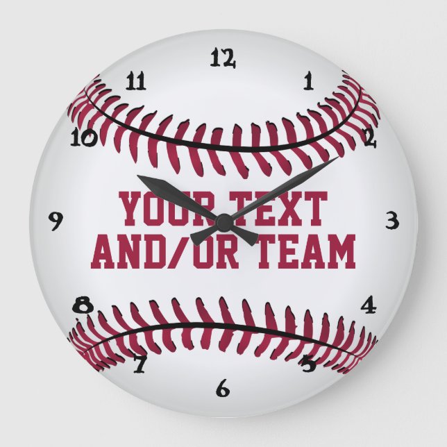 Grande Horloge Ronde Équipe et numéro de base-ball Sports (Recto)