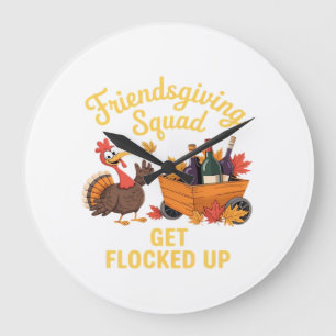 Grande Horloge Ronde Équipe Friendsgiving se fait envahir T-Shirt overs