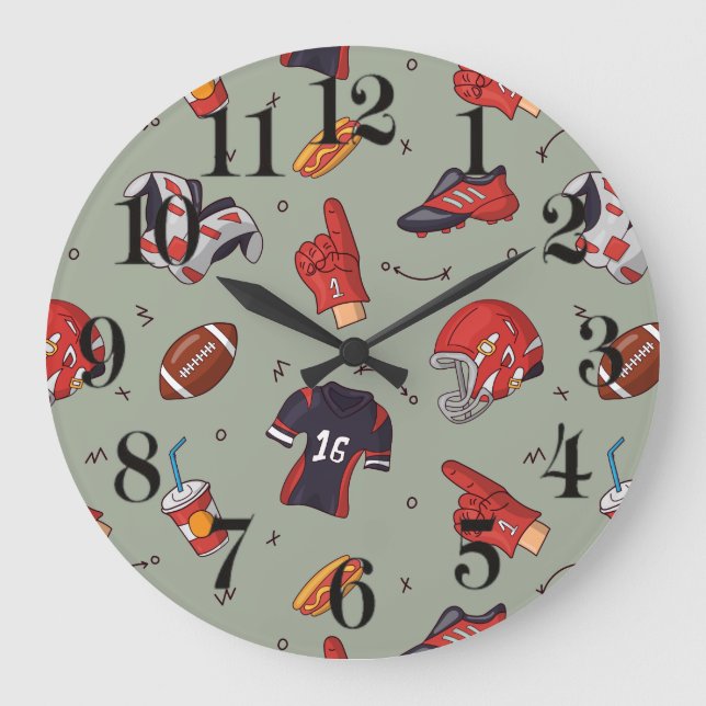 Grande Horloge Ronde Équipement sportif de football avec Motif alimenta (Recto)