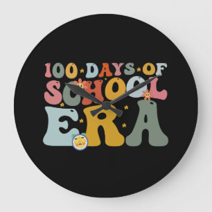 Grande Horloge Ronde Ère des 100 jours d'école Prof groovy Enfants