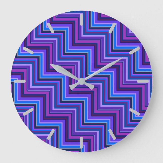 Grande Horloge Ronde Escaliers à rayures bleues et violettes (Recto)