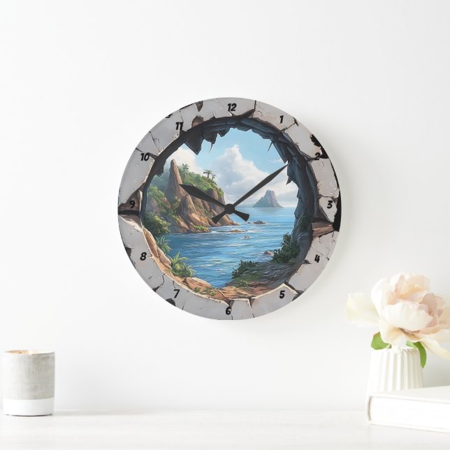 Grande Horloge Ronde Escapade côtière" - Fenêtre Nautique Brocken (Maison)