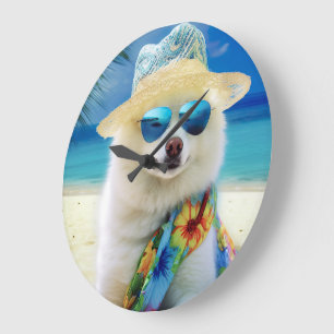 Grande Horloge Ronde Eskimo américain sur la plage, cadeau d'été pour a