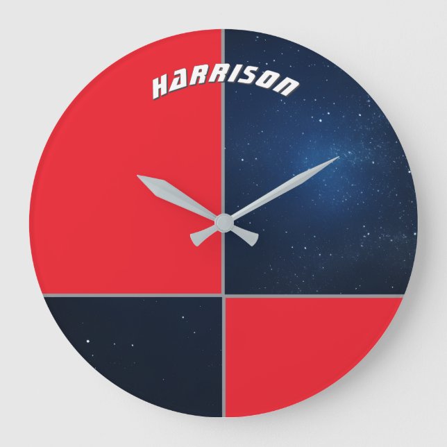 Grande Horloge Ronde Espace Galaxie personnalisé (Recto)
