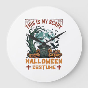 Grande Horloge Ronde Est Costume d'Halloween Effrayant Pierres Tombales