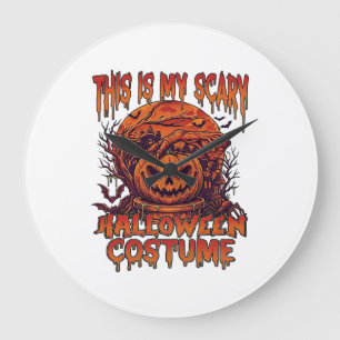 Grande Horloge Ronde Est Costume Halloween Effrayant Citrouille Araigné