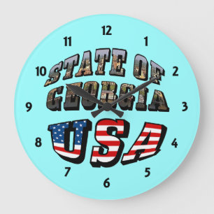 Grande Horloge Ronde État de Géorgie et États-Unis Indicateur Texte