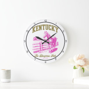 Grande Horloge Ronde État du Kentucky Bluegrass Cheval