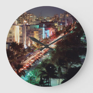 Grande Horloge Ronde États-Unis, Floride, Miami Beach, Ocean Drive, Art