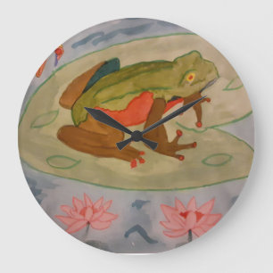 Grande Horloge Ronde Été Étang de grenouilles
