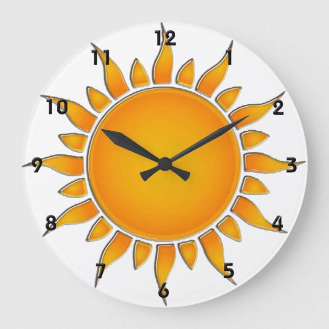 Grande Horloge Ronde Été jaune et orange rayonnant Sun (Recto)