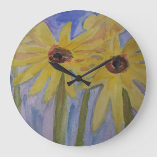 Grande Horloge Ronde Été Tournesol jaune