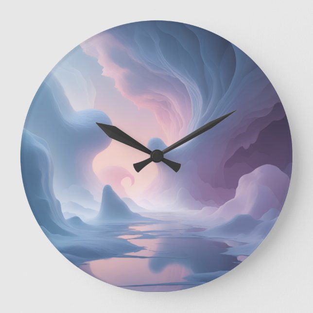 Grande Horloge Ronde Ethereal Dreamscape - Surreal Pastel Imaginaire Ar (Recto)