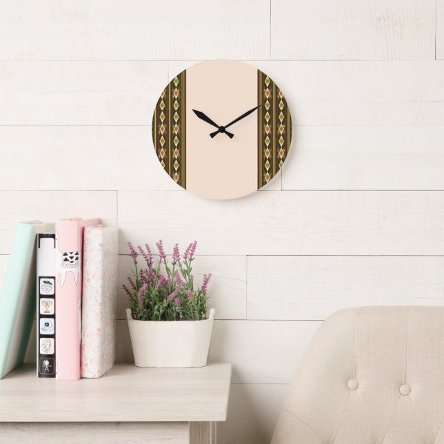 Grande Horloge Ronde Ethiopian Tebeb Pattern (Salle de lecture)
