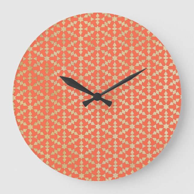 Grande Horloge Ronde Ethnic Marocain Motif géométrique (Recto)