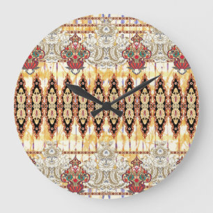 Grande Horloge Ronde Ethnic Mughal : motif numérique floral