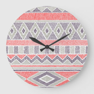 Grande Horloge Ronde Ethnic Striped Tribal : Vintage artisanal
