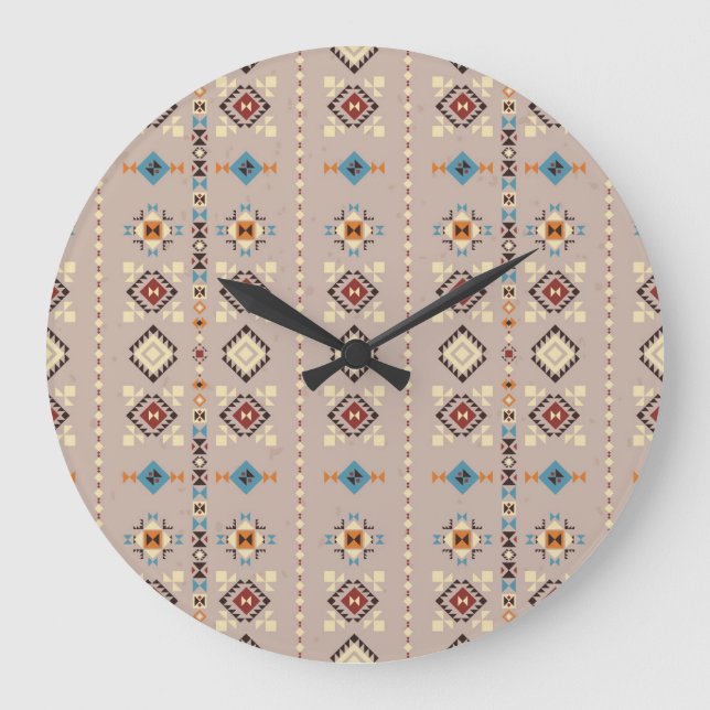 Grande Horloge Ronde Ethnique : un motif tribal transparent (Recto)