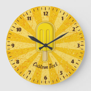 Grande Horloge Ronde Étiquette à crème glacée citron
