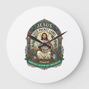 Grande Horloge Ronde étiquette de paquet de graines de Jésus étiquette