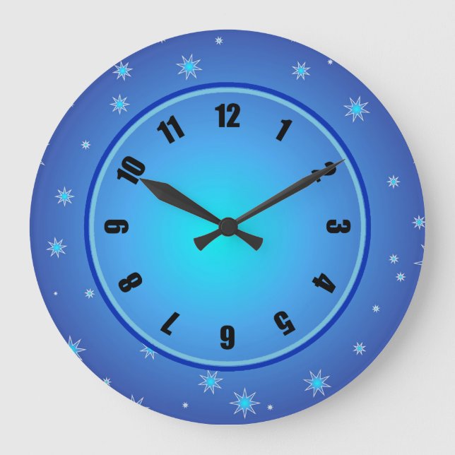 Grande Horloge Ronde Étoiles bleues (Recto)