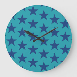 Grande Horloge Ronde Étoiles Motif 8
