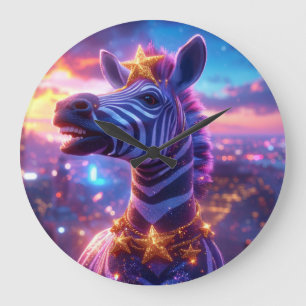 Grande Horloge Ronde Étoiles sur bandes avec ZEBRA ZANZIBAR