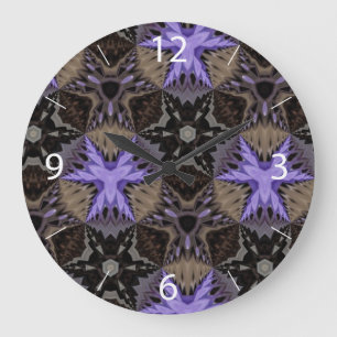 Grande Horloge Ronde Étoiles violettes