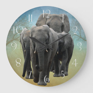 Grande Horloge Ronde Etonnant Eléphant bébé veau