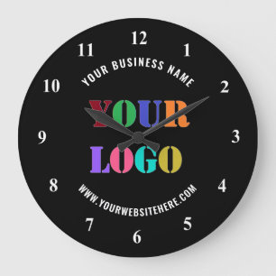 Grande Horloge Ronde Exemple d'horloge de logo et de texte d'entreprise