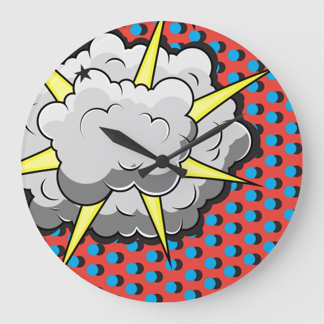 Grande Horloge Ronde Explosion de style comique pop art (Recto)
